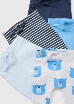 5 Pack Baby Blue Bear Leggings (Newborn-23mths)