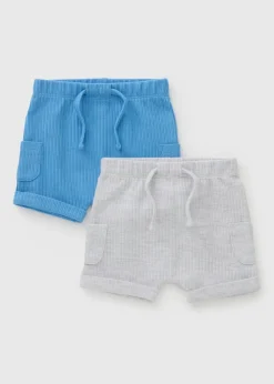 2 Pack Baby Blue Cargo Shorts (Newborn-23mths)