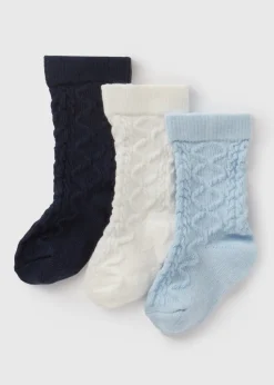 3 Pack Baby Blue Knee High Socks (Newborn-12mths)