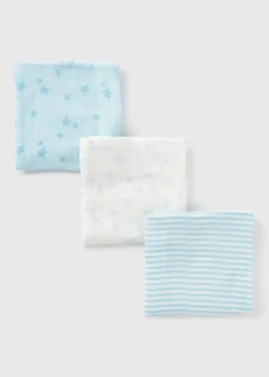 3 Pack Baby Blue Muslin Squares