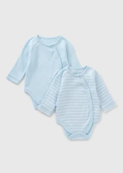 2 Pack Baby Blue Ribbed Bodysuits (Newborn-18mths)