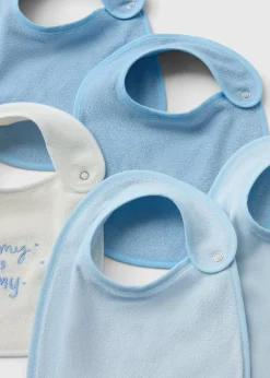 5 Pack Baby Blue Towel Bibs