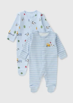 2 Pack Baby Blue Transport Sleepsuits (Newborn-23mths)