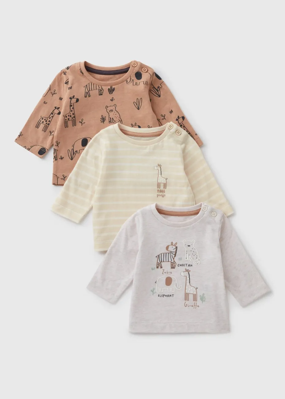 3 Pack Baby Giraffe Long Sleeve Tops (Newborn-23mths)