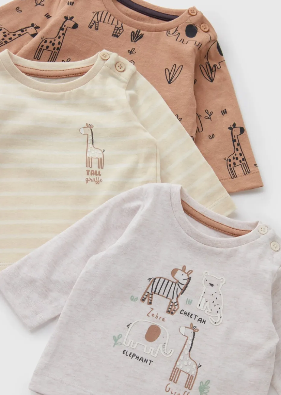 3 Pack Baby Giraffe Long Sleeve Tops (Newborn-23mths)
