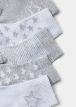 5 Pack Baby Grey Patterned Socks (Newborn-24mths)