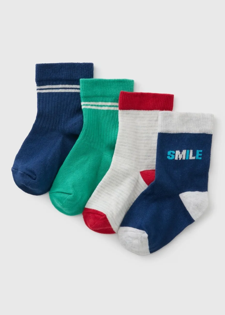 4 Pack Baby Multicolour Sports Socks (Newborn-23mths)