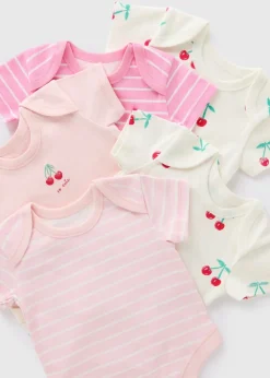 5 Pack Baby Pink Cherry Bodysuits (Newborn-23mths)