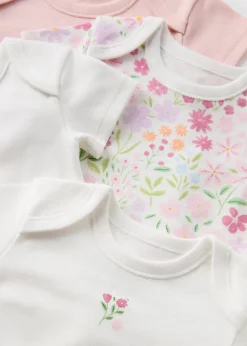 5 Pack Baby Pink Floral Bodysuits (Newborn-23mths)