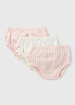 3 Pack Baby Pink Floral Frill Knickers (Newborn-23mths)