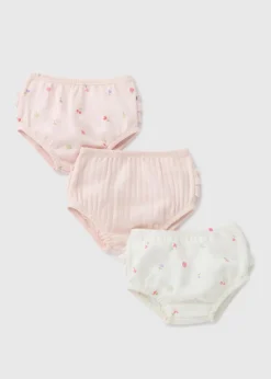 3 Pack Baby Pink Fruit Frill Knickers (Newborn-23mths)