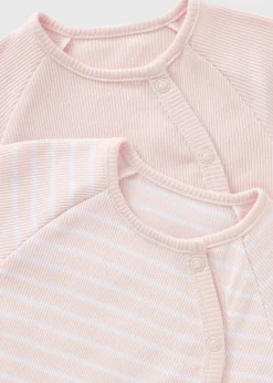 2 Pack Baby Pink Ribbed Bodysuits (Newborn-18mths)