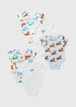 5 Pack Baby Safari Bodysuits (Newborn-23mths)