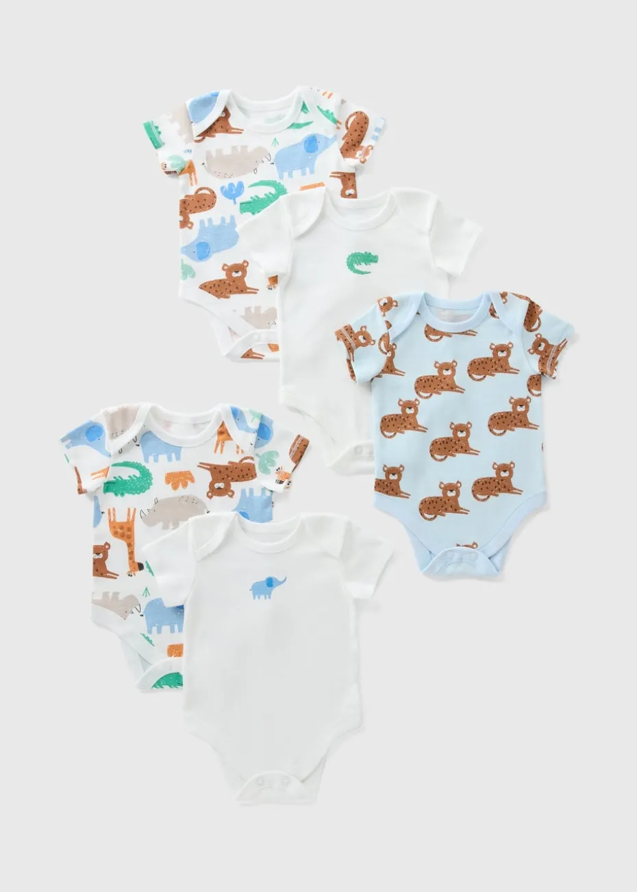 5 Pack Baby Safari Bodysuits (Newborn-23mths)