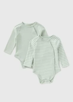 2 Pack Baby Sage Ribbed Bodysuits (Newborn-12mths)