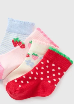 4 Pack Baby Strawberry Socks (Newborn-23mths)