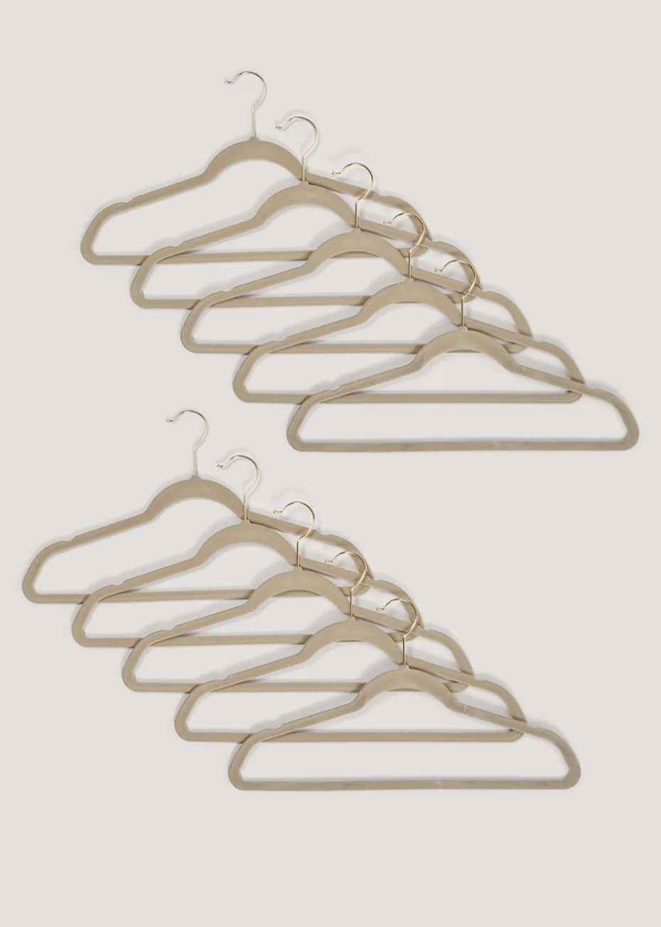 10 Pack Beige Velour Hangers