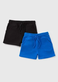 2 Pack Black & Blue Jogger Shorts (1-7yrs)
