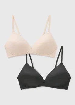 2 Pack Black & Nude Non Wired First Bras