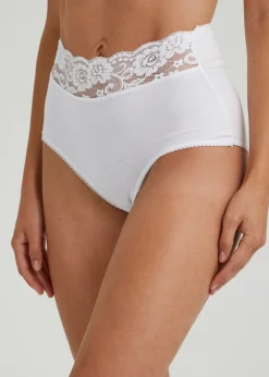 4 Pack Black & White Lace trim Full Knickers