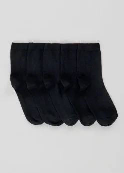 5 Pack Black Ankle Socks
