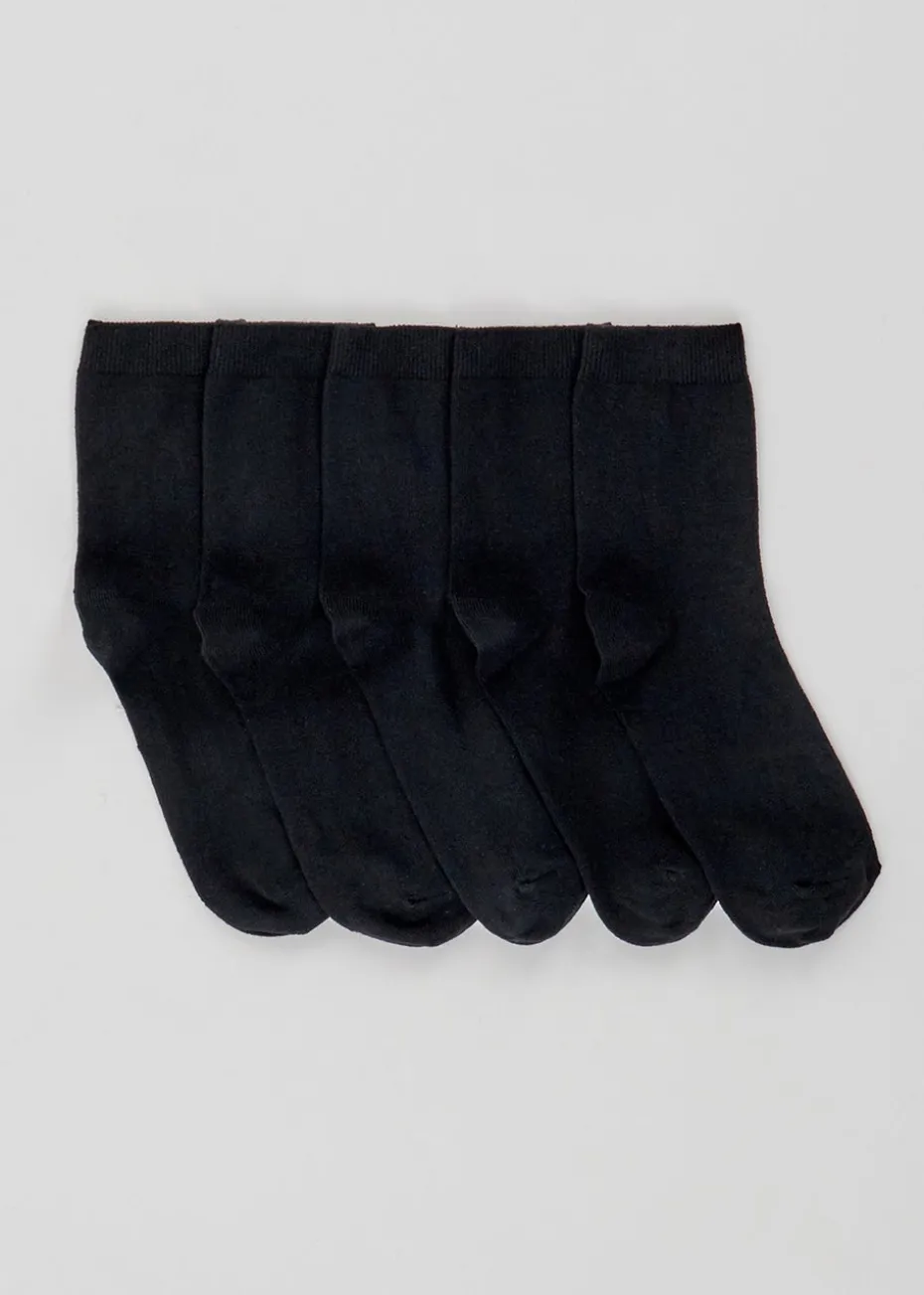 5 Pack Black Ankle Socks