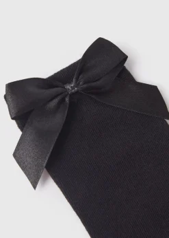 5 Pack Black Bow Knee High Socks (Younger 6-Older 6.5)
