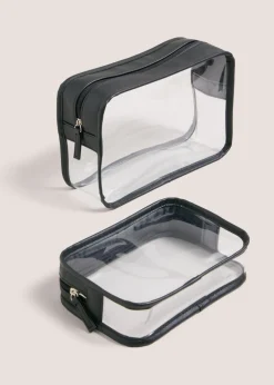 2 Pack Black Clear Cosmetic Bags