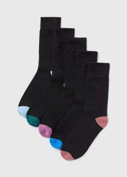 5 Pack Black Colour Toe Socks