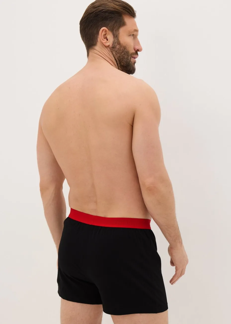5 Pack Black Colour Waistband Loose Fit Boxers