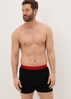 5 Pack Black Colour Waistband Loose Fit Boxers
