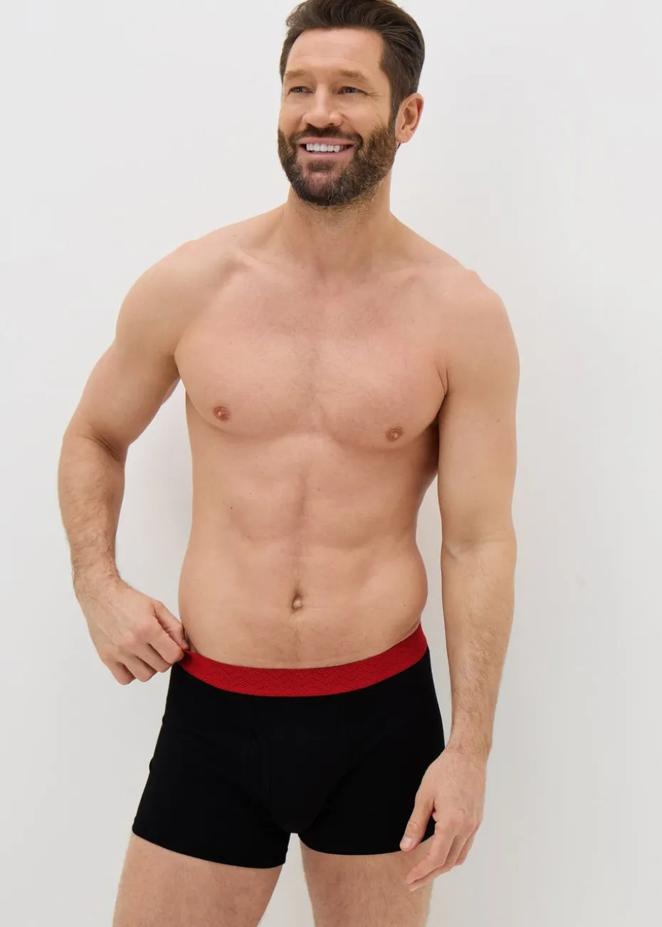 5 Pack Black Coloured Waistband Keyhole Boxers