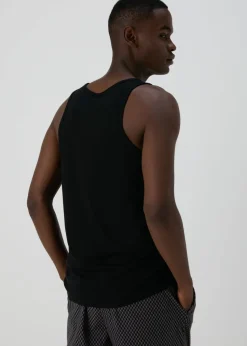 2 Pack Black Cotton Vests