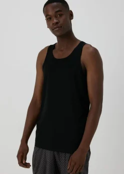 2 Pack Black Cotton Vests