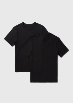 2 Pack Black Essential Crew Neck T-Shirts