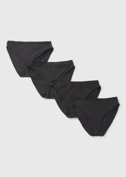 4 Pack Black High Leg Knickers