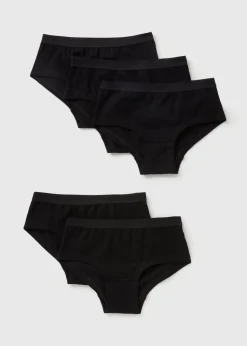 5 Pack Black Hipster Briefs (6-13yrs)