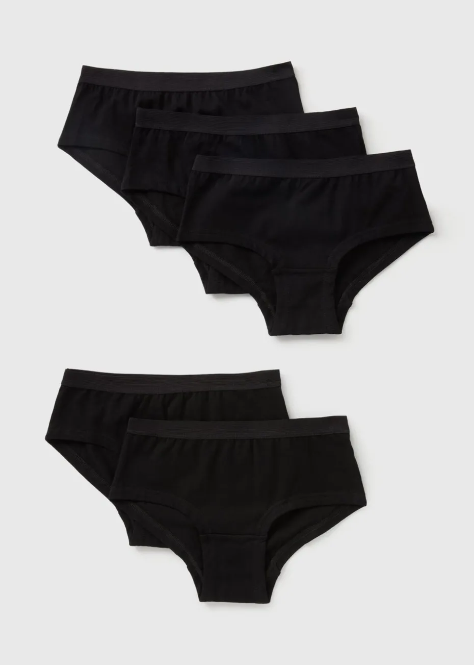 5 Pack Black Hipster Briefs (6-13yrs)