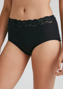 4 Pack Black Lace Trim Full Knickers