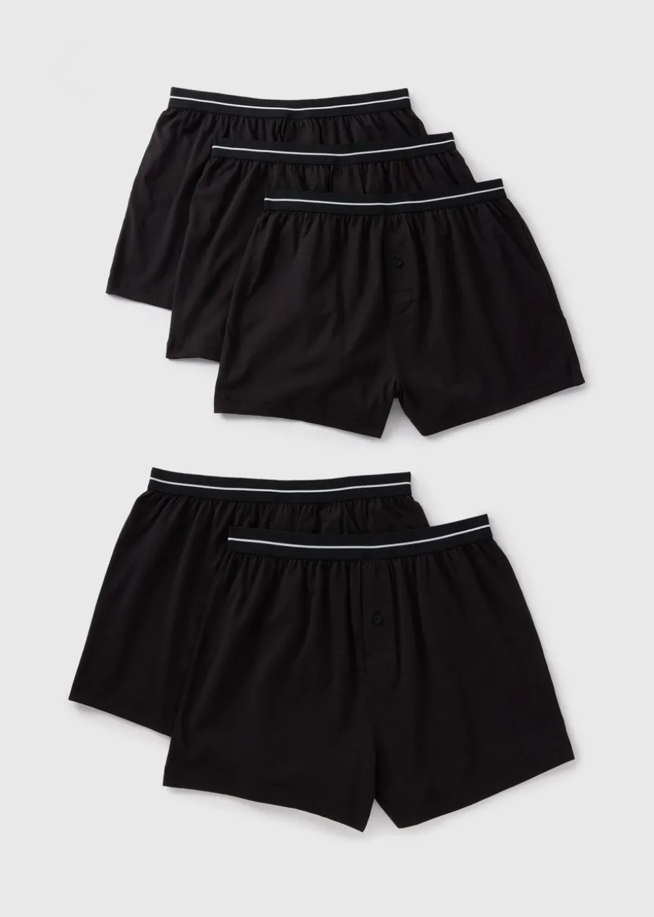5 Pack Black Loose Fit Boxers