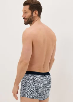 5 Pack Black Mono Geometric Metallic Keyhole Boxers