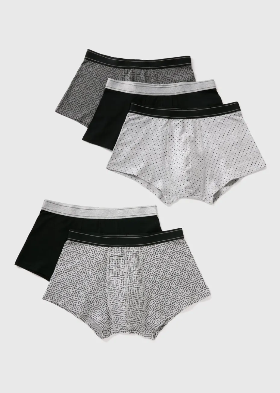 5 Pack Black Mono Hipsters