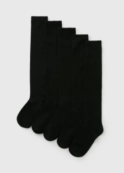 5 Pack Black Over The Knee Socks (Younger 6-Older 6.5)