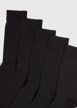 5 Pack Black Plain Socks