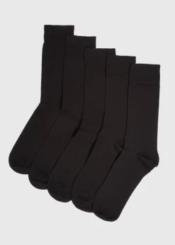 5 Pack Black Plain Socks