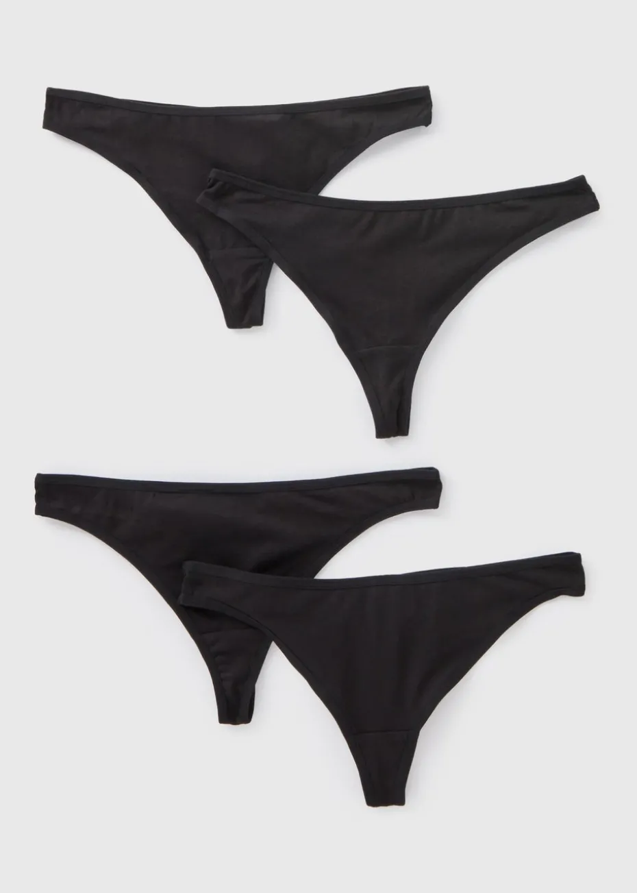 4 Pack Black Thongs