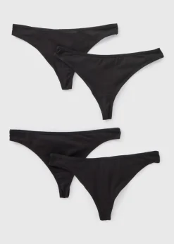 4 Pack Black Thongs