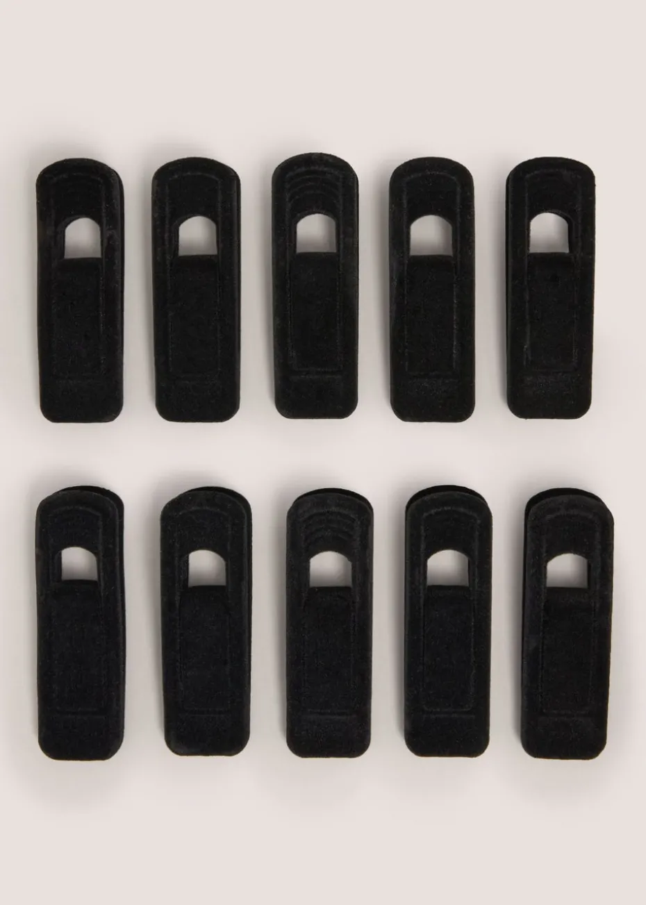 10 Pack Black Velvet Hanger Clips