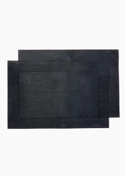2 Pack Black Woven PVC Placemats (45cm x 30cm)