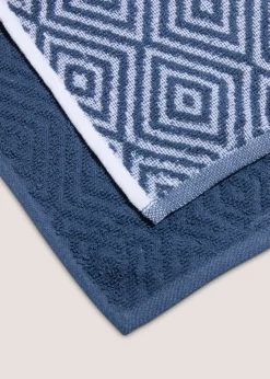 2 Pack Blue Geometric Tea Towels